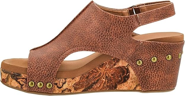 Corkys Footwear Shoes Carley Wedge Sandal Cognac Tumbled