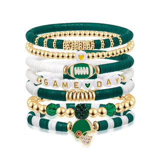 Curated by Suarez Jewelry - Bracelets Game Day Wrist Stack - Football Green