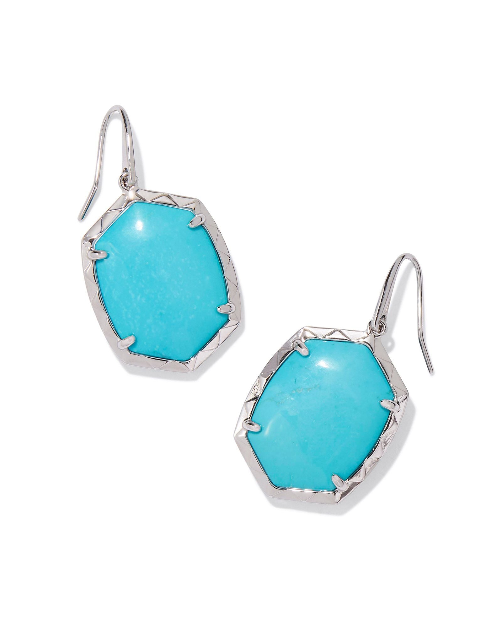 Daphne Silver Drop Earrings Variegated Turquoise Magnesite