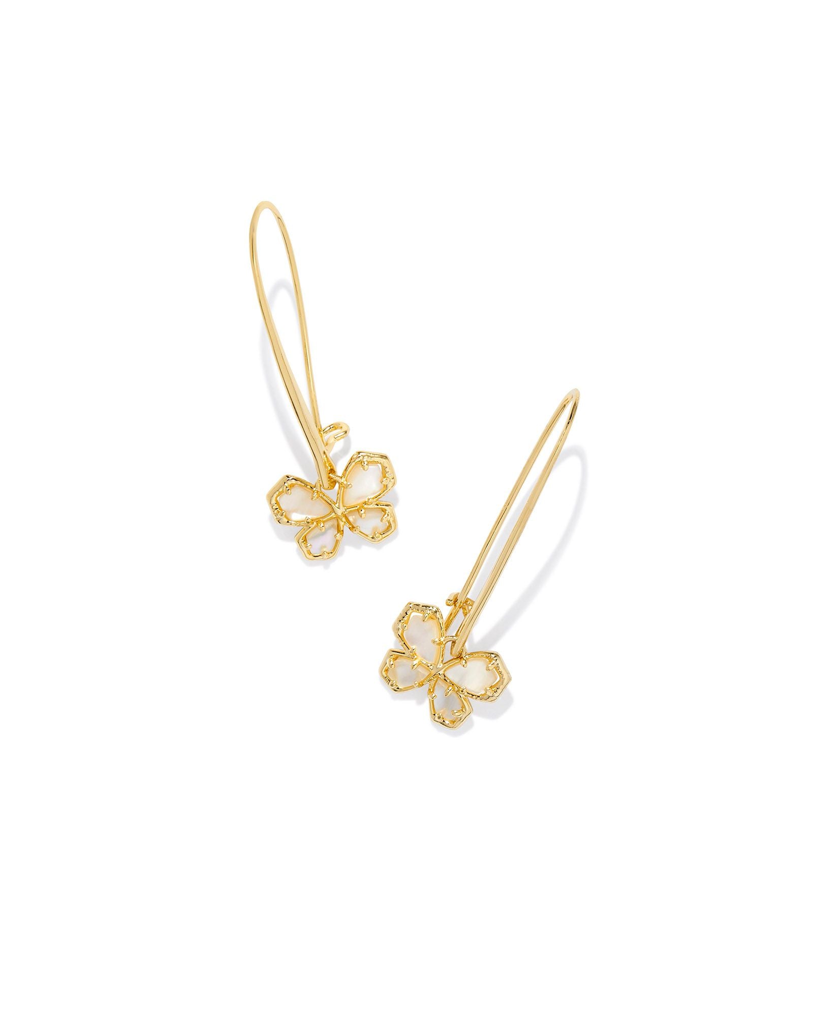 Mae Butterfly Wire Drop Earrings Gold Golden Abalaone