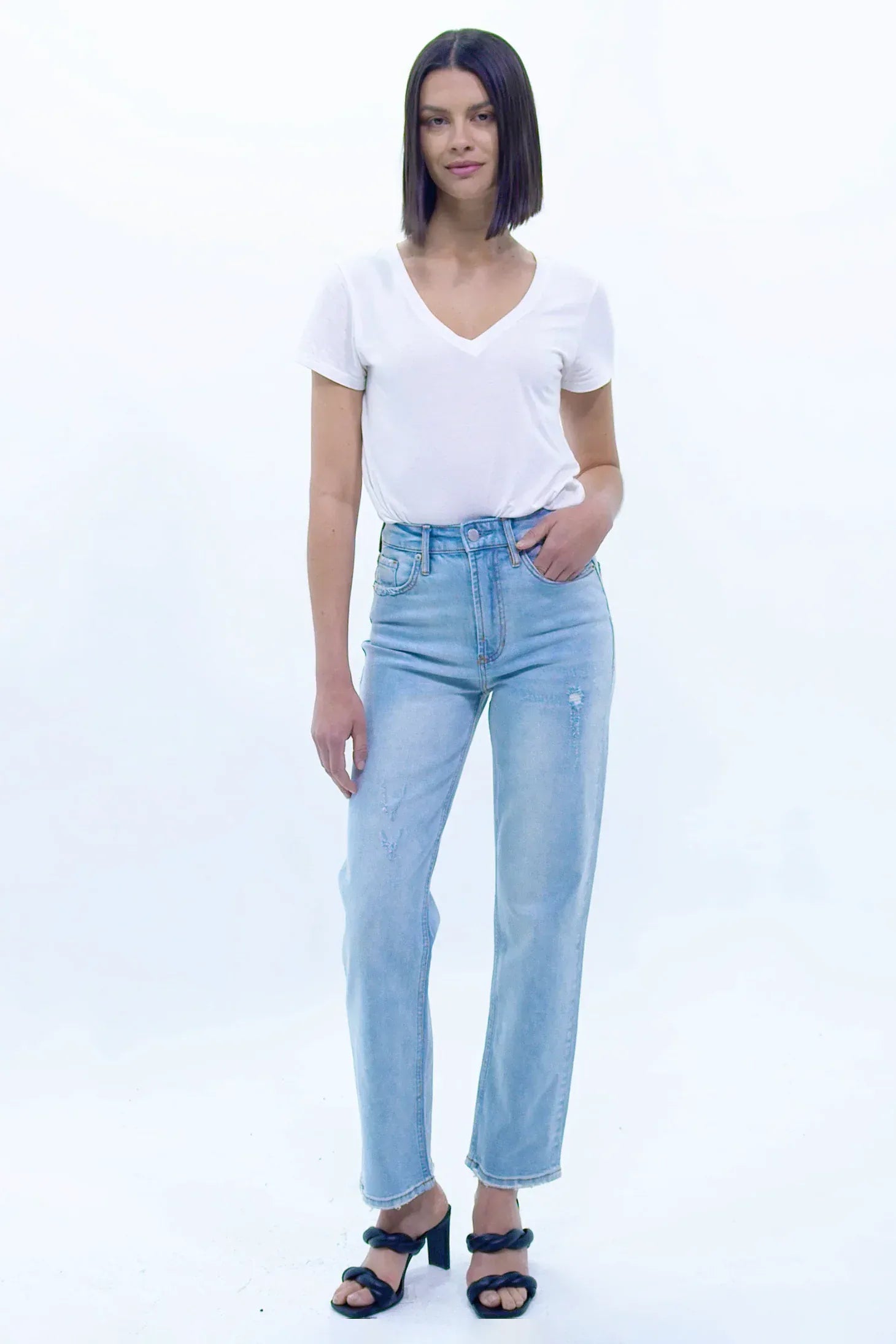 Dear John Bottoms - Pants Final Sale 90s Ultra High Rise Ankle Straight Jeans Calabasas