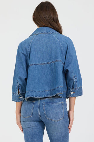 Dear John Outerwear - Jackets Cristo Raglan Sleeve Denim Shirt Jacket Mid Blue