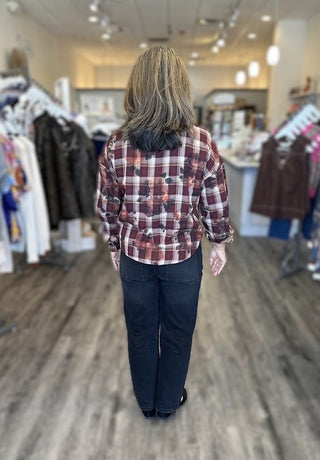 Dear John Tops - Blouse Adrianna Long Sleeve Rosewood Plaid