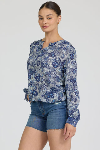 Dear John Tops - Blouse Jess Long sleeve Floral Print Top Inverted Regatta