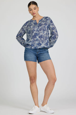 Dear John Tops - Blouse Jess Long sleeve Floral Print Top Inverted Regatta