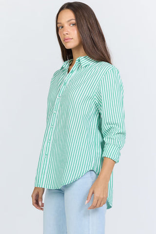 Dear John Tops - Blouse Lolita Striped Long Sleeve Button Down Top Greengrass