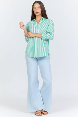 Dear John Tops - Blouse Lolita Striped Long Sleeve Button Down Top Greengrass