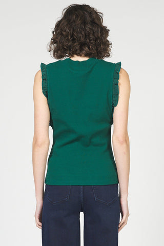 Dear John Tops - Blouse Sale Bridgette Ruffle Trim Sleeveless Top Rainforest
