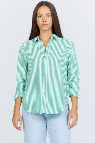 Dear John Tops - Blouse Xsm Lolita Striped Long Sleeve Button Down Top Greengrass