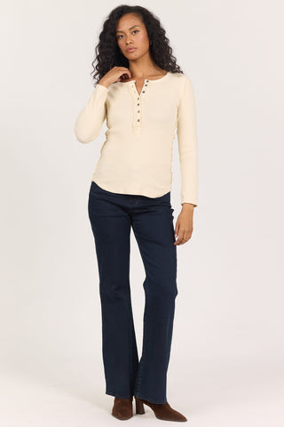 Dear John Tops - Pullover Edie Long sleeve Henley Top Whitecap Grey