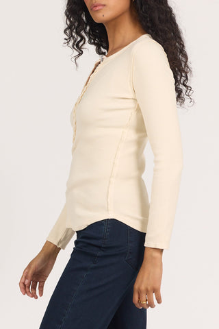 Dear John Tops - Pullover Edie Long sleeve Henley Top Whitecap Grey