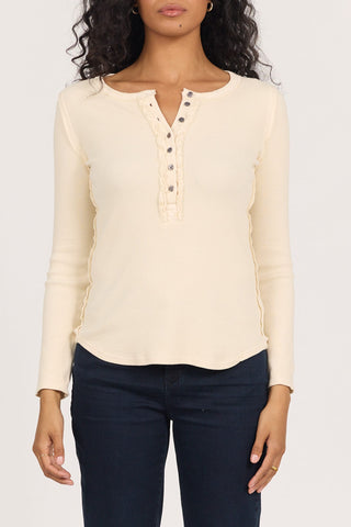 Dear John Tops - Pullover Sm Edie Long sleeve Henley Top Whitecap Grey