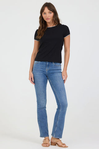 Dear John Tops - T-Shirts Zuma Contrast Scallop Trim Top Black