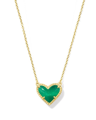 Distinctively Hers Jewelry - Necklaces Ari Heart Gold Pendant Emerald Cat's Eye