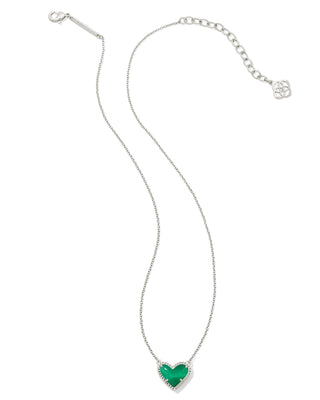 Distinctively Hers Jewelry - Necklaces Ari Heart Silver Pendant Emerald Cat's Eye