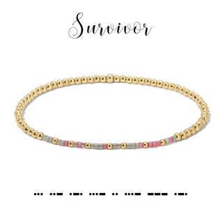 Dot & Dash Jewelry - Bracelets Survivor Dot & Dash 14K Gold Filled Stretch Bracelet