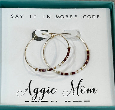 Dot & Dash Jewelry - Earrings Aggie Mom Dot & Dash Hoop Earrings