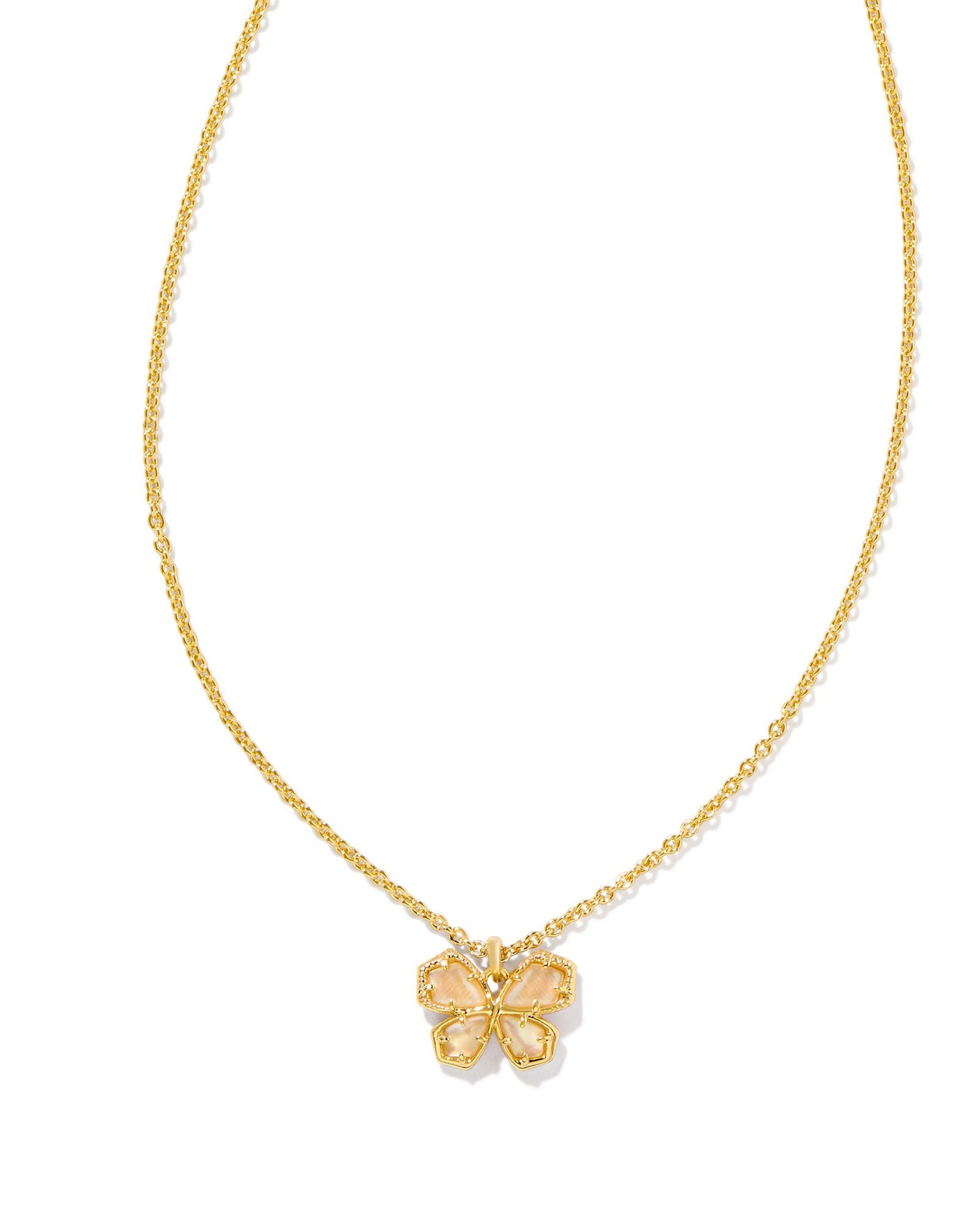 Mae Butterfly Pendant Necklace Gold Golden Abalone