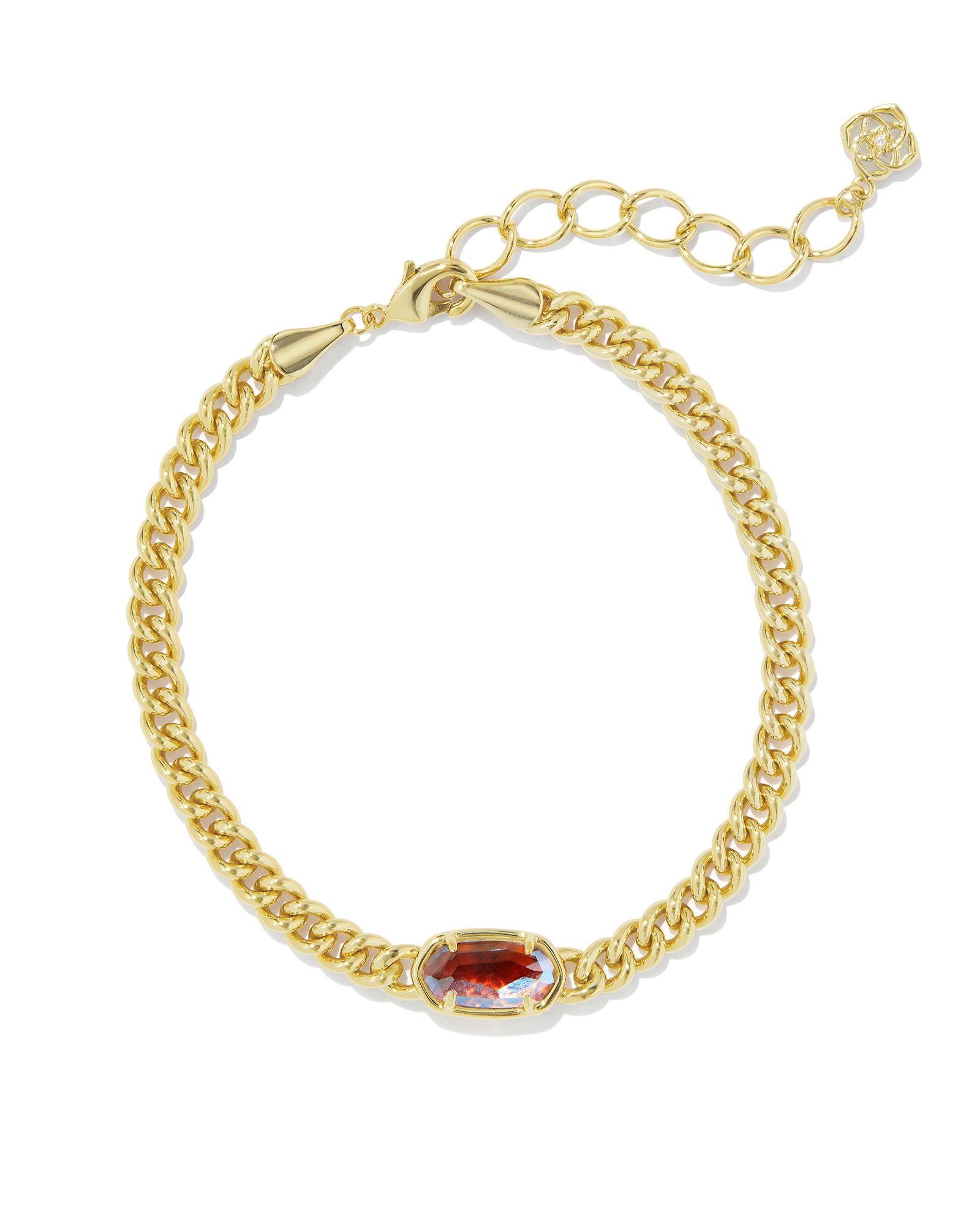 Grayson Gold Delicate Link and Chain Bracelet Dichroic Glass