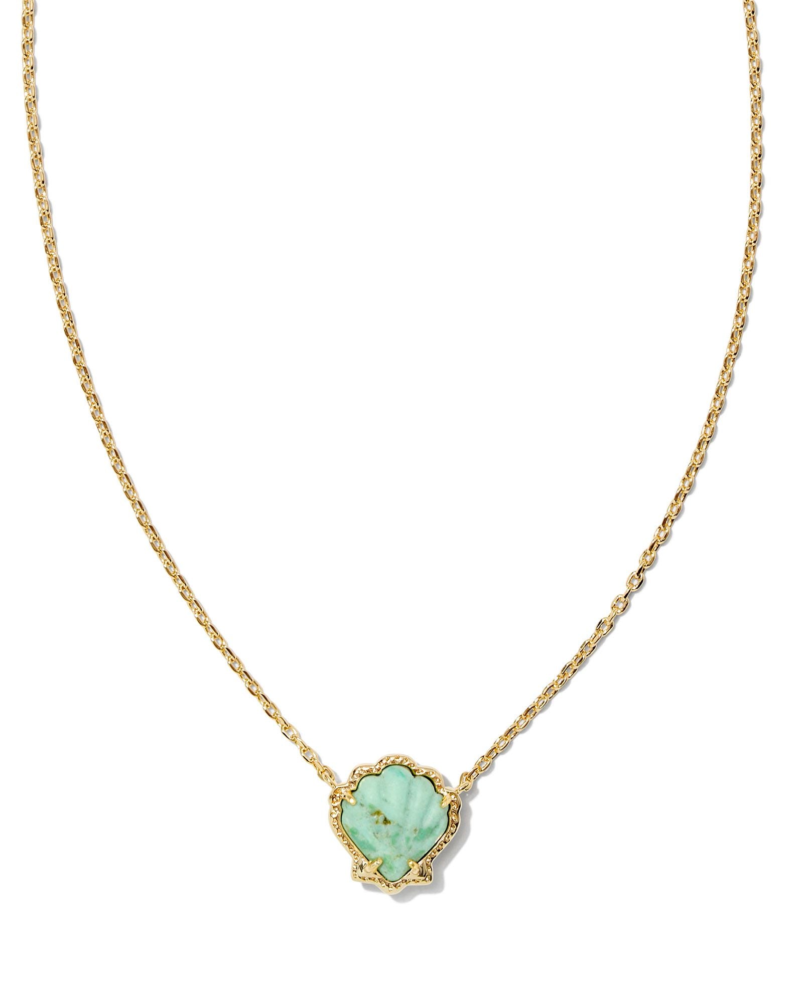 Brynne Shell Pendant Necklace Gold Sea Green Chrysocolla