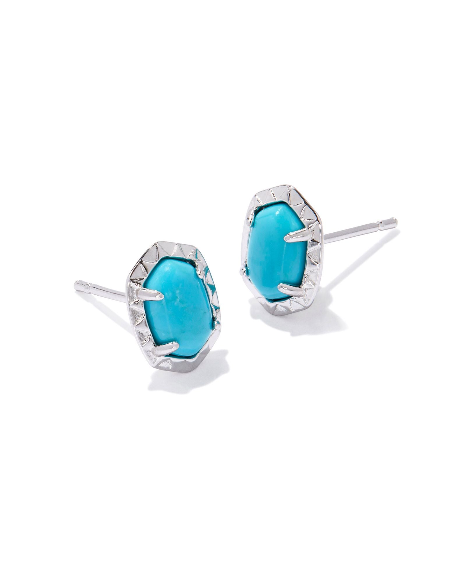 Sale Daphne Stud Earrings Silver Variegated Turquoise Magnesite
