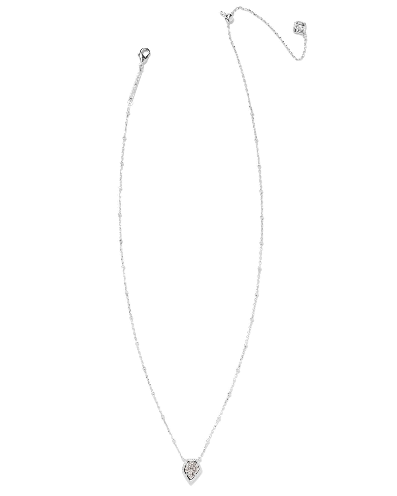 Framed Tessa Satellite Pendant Necklace Silver Platinum Drusy