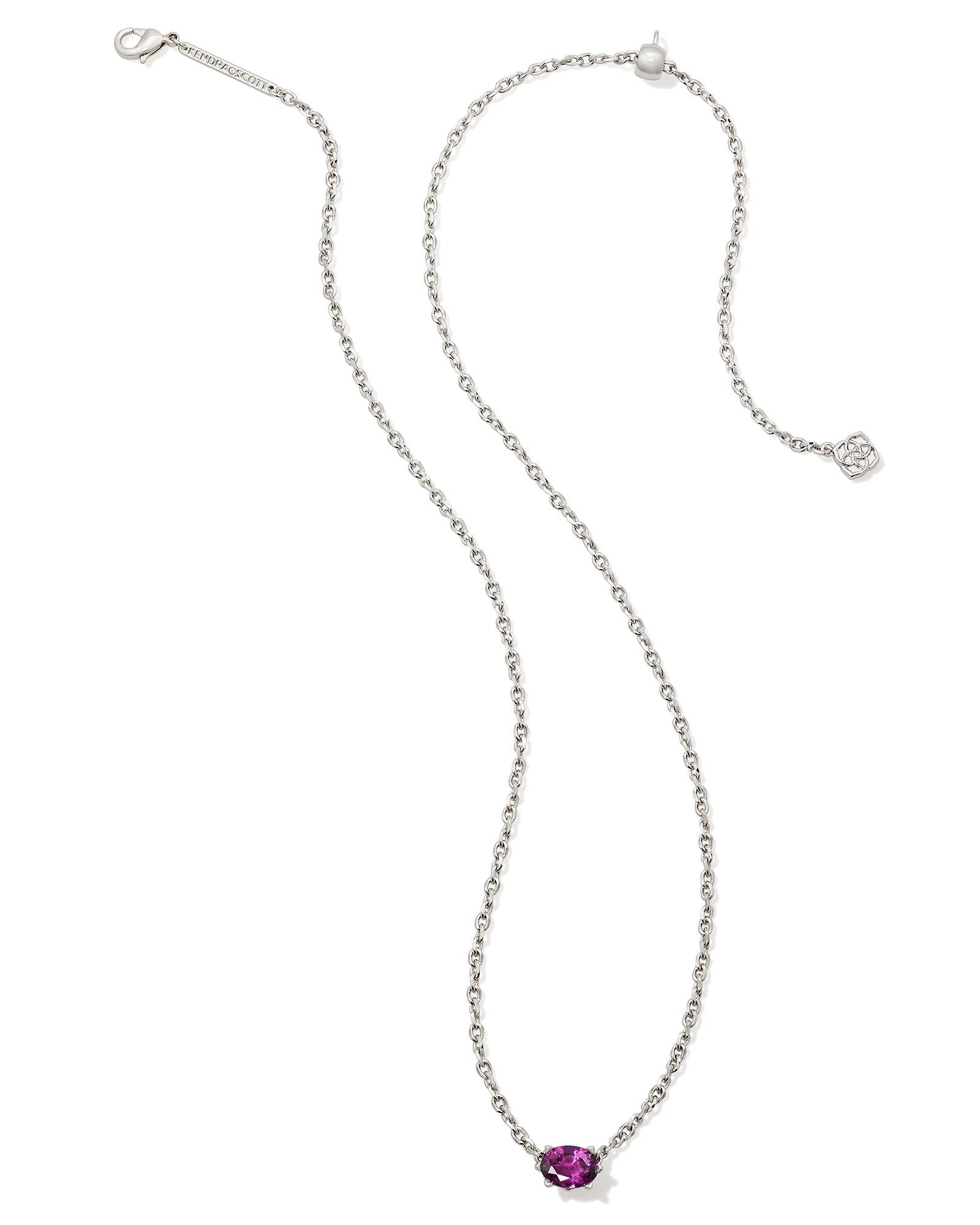 Cailin Purple Crystal Pendant Necklace Silver