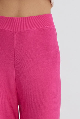 Entro Bottoms - Pants Final Sale High Waist Wide Leg Knit Pants Hot Pink