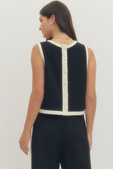 Entro Tops - Tank Top Sleeveless Knit Top w/Contrast Trim