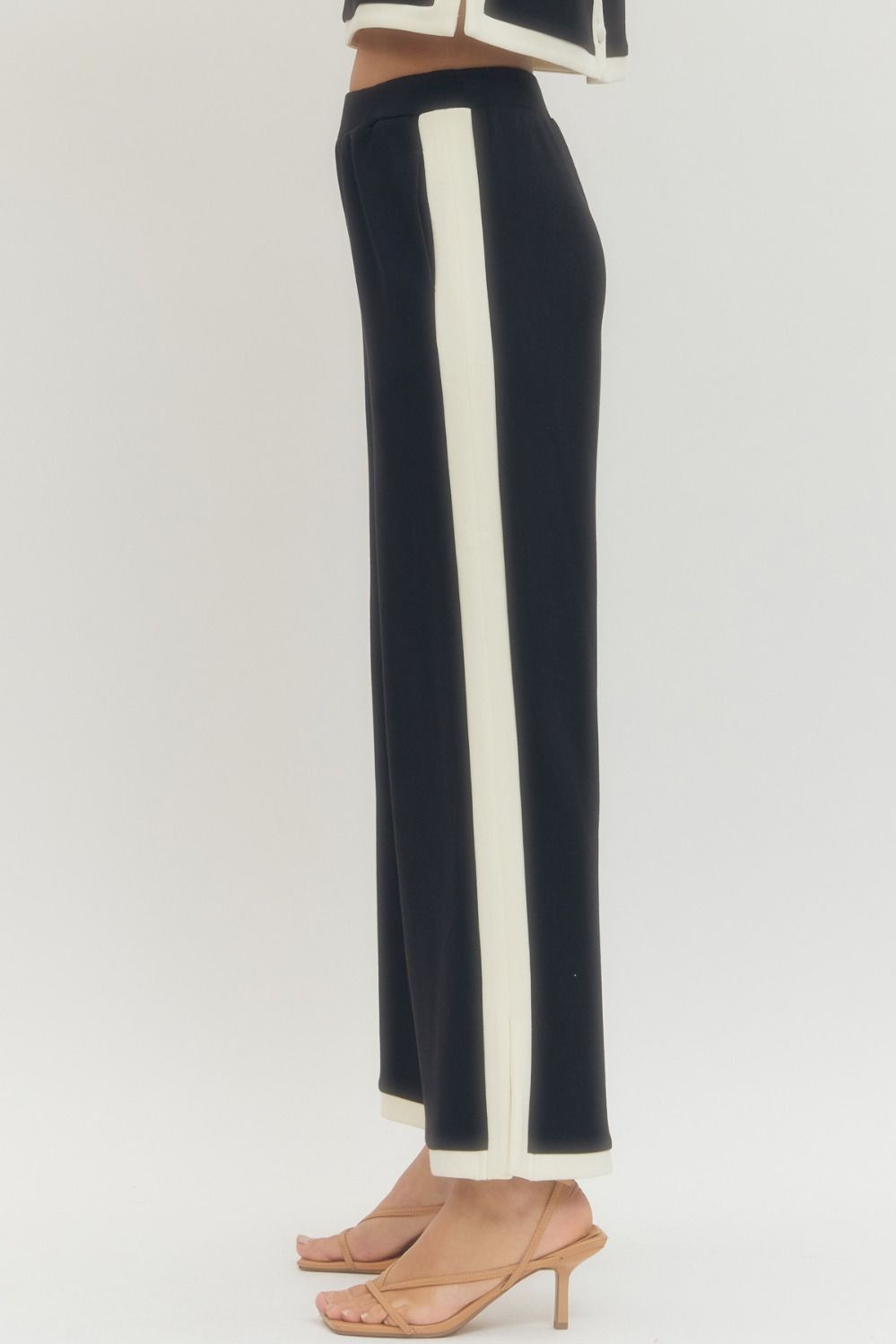 Knit Pant w/Contrast Trim On Side & Hem