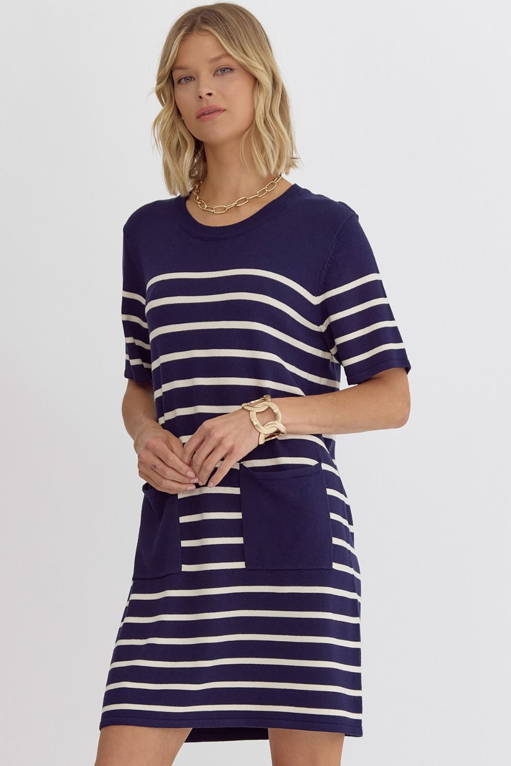 Stripe Short Sleeve Dress