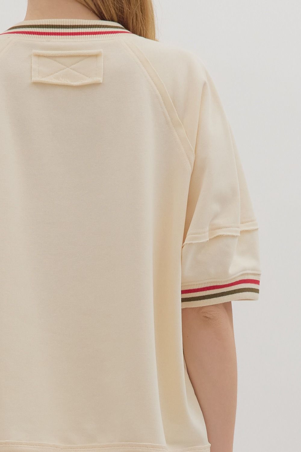 3/4 Sleeve Raglan Sleeve Pullover w/Multicolor Accent