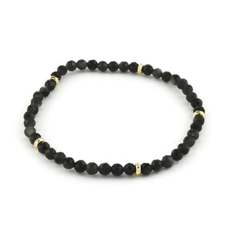 Erimish Jewelry - Bracelets 14K Gold Filled Silver Obsidian Gemstone Bracelet 4MM