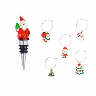 Evergreen Home - Drinkware Santa Wine Stopper & Charm Set
