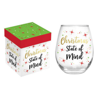 Evergreen Home - Drinkware Stemless Wine Glass Christmas State of Mind