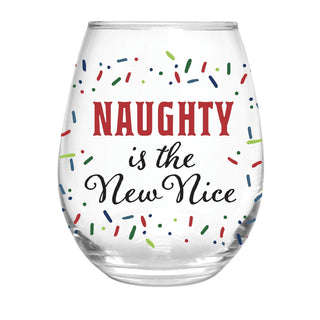 Evergreen Home - Drinkware Stemless Wine Glass Naughty is The New Nice