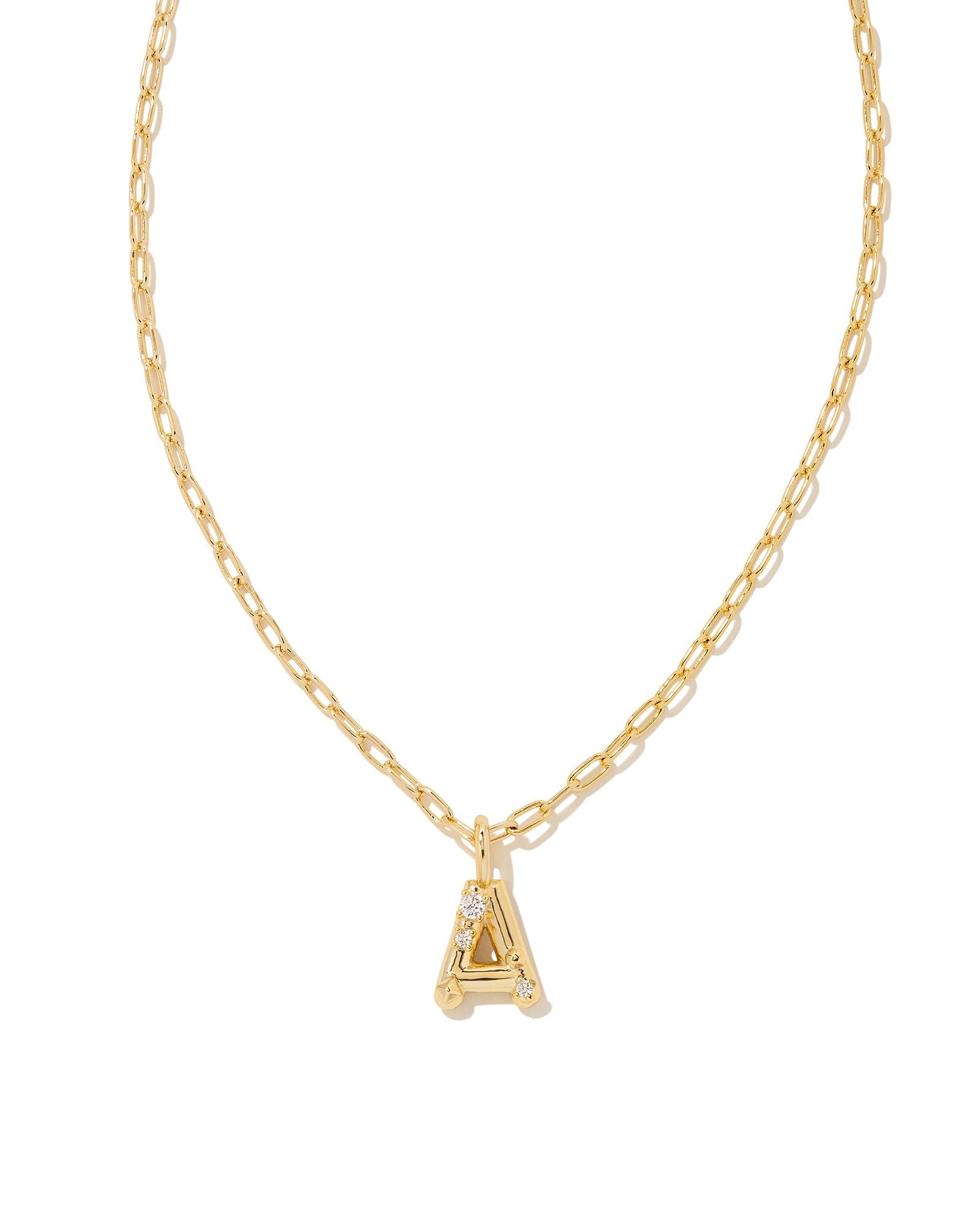 Crystal Letter Pendant Necklace Gold