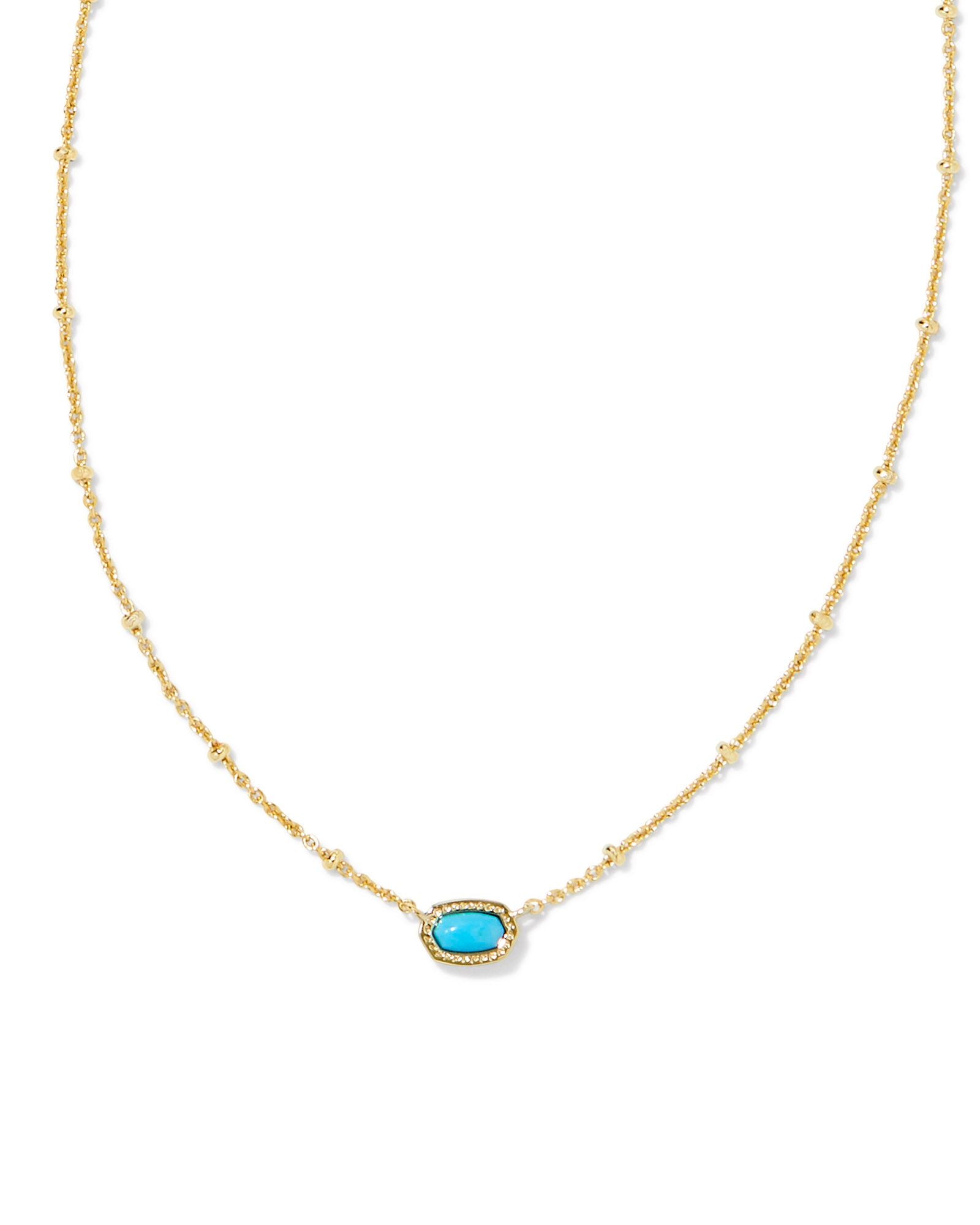 Mini Elisa Gold Satellite Short Pendant Necklace Turquoise