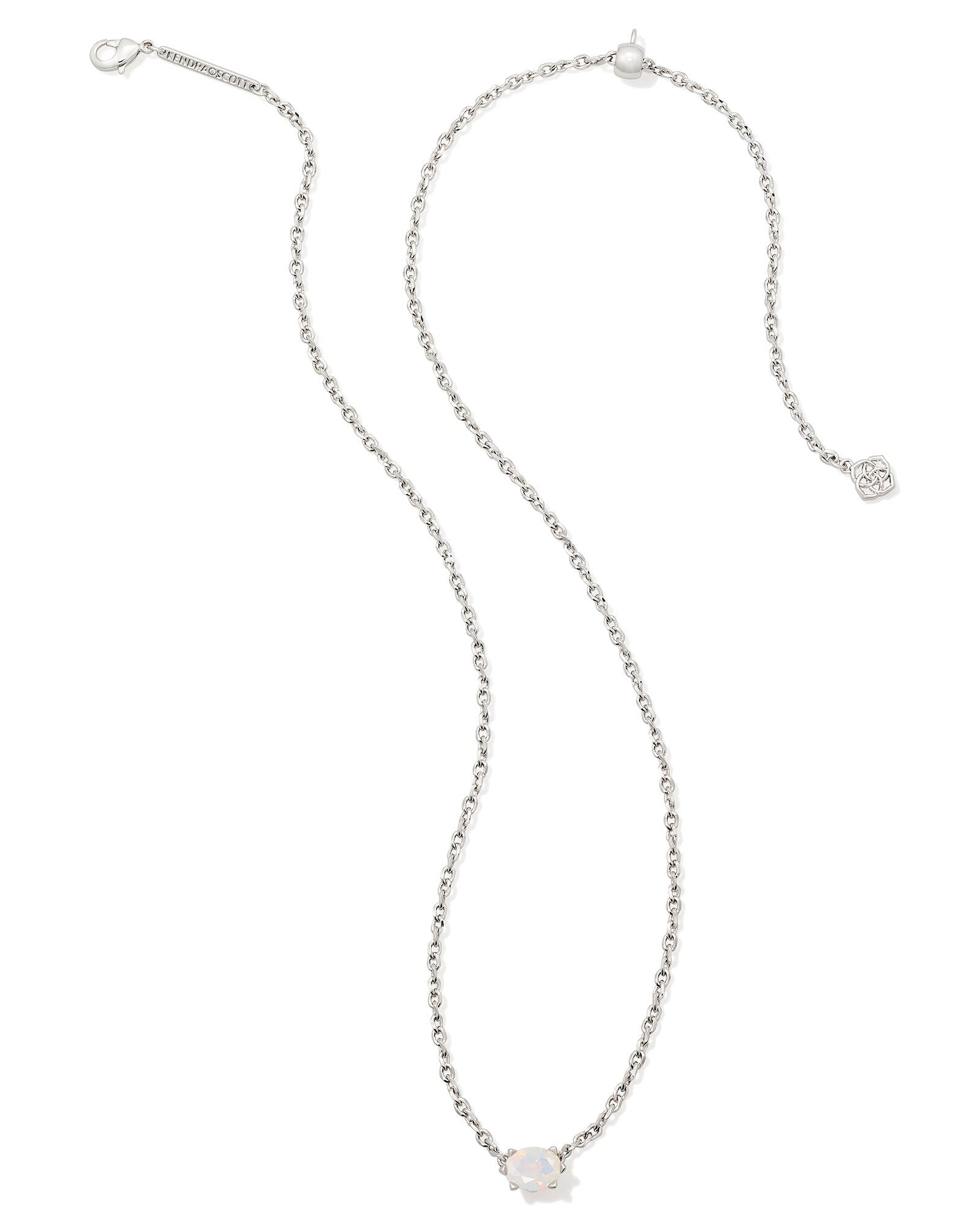 Cailin Champagne Opal Crystal Pendant Necklace Silver