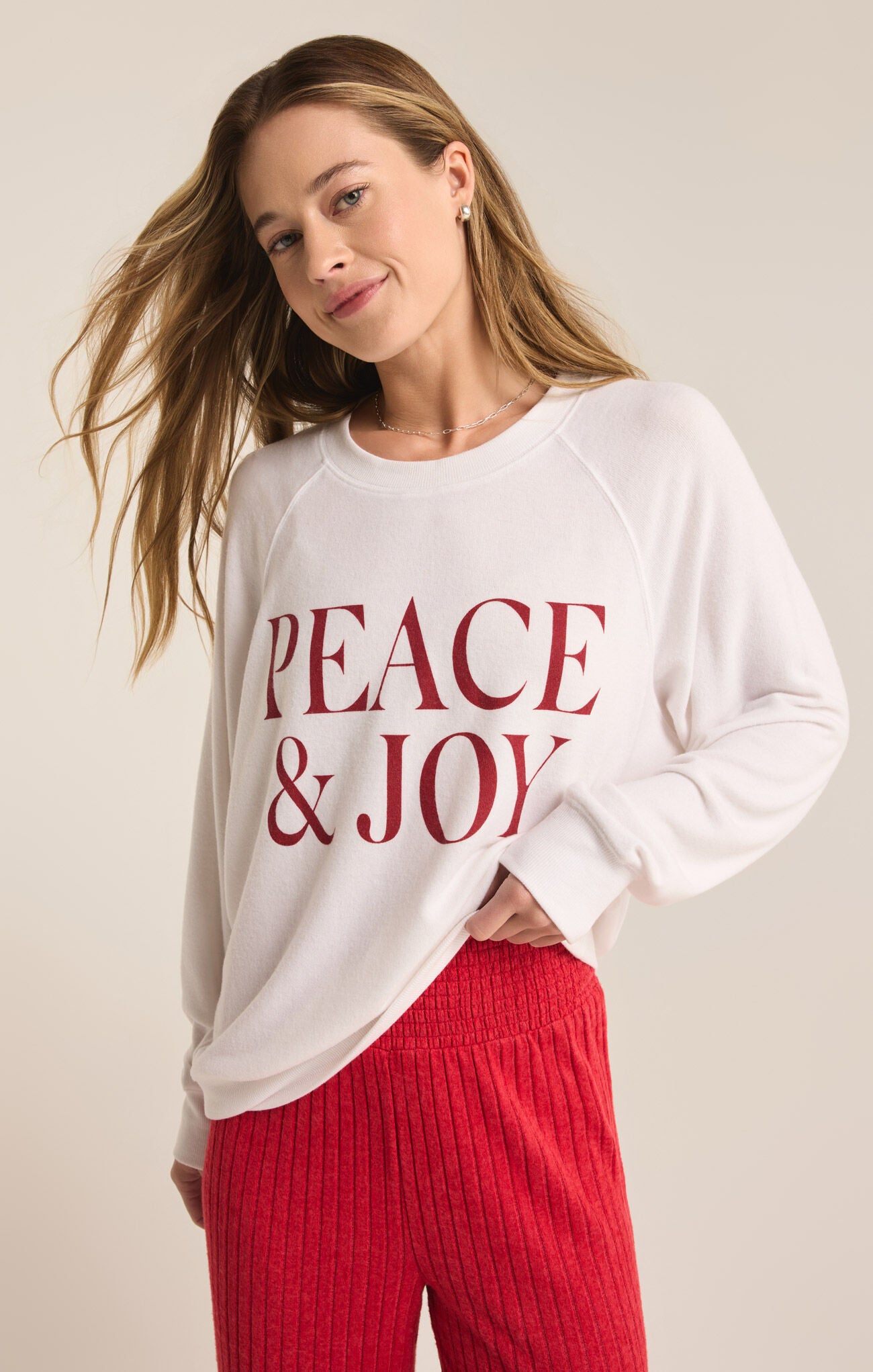 Sale Cassie Peace and Joy Raglan Long Sleeve Top
