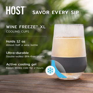 Host Home - Drinkware Xlg Wine Freeze Cooling Cups Black Swirl