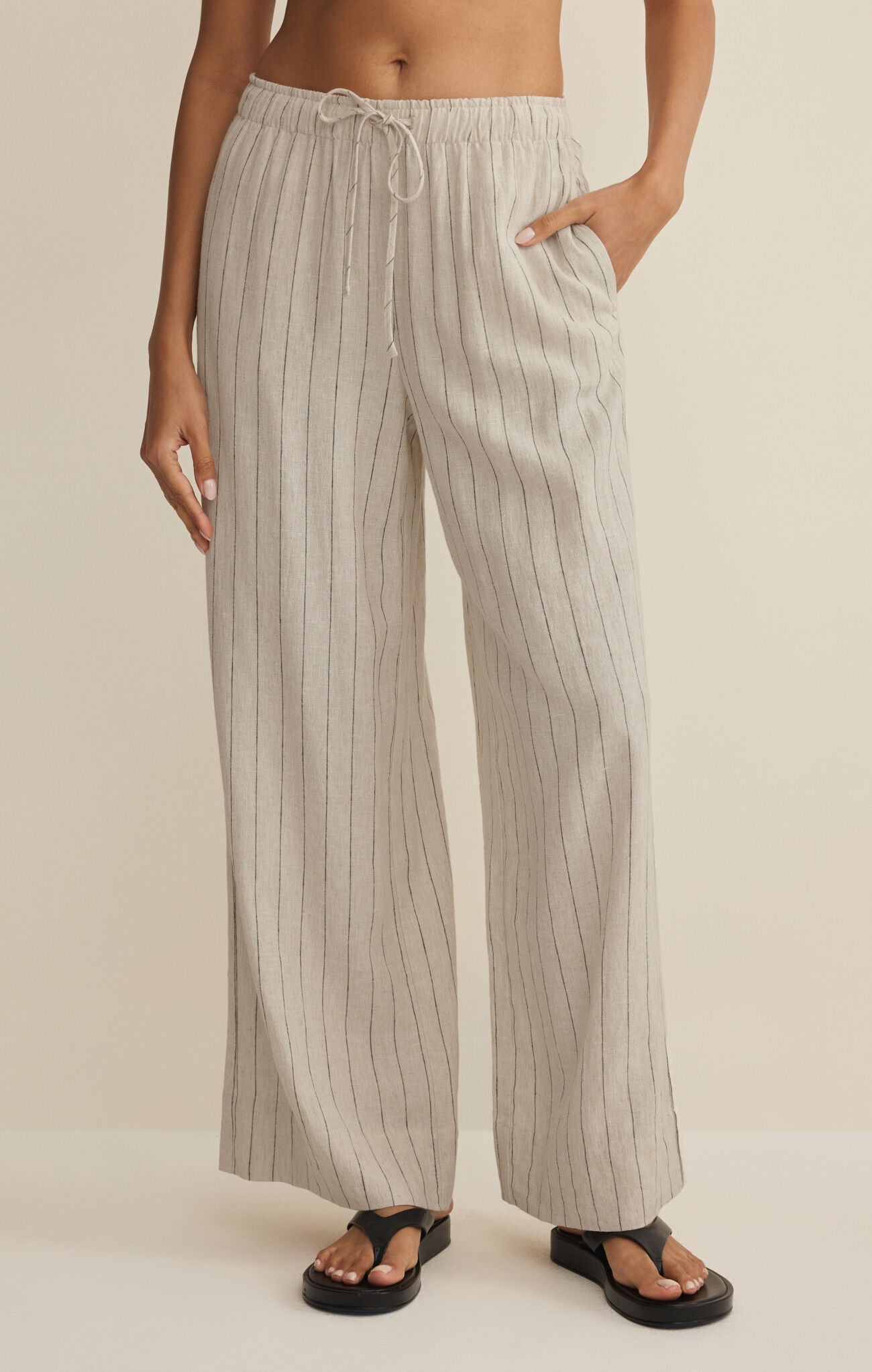 Henri Striped Wide Leg Pant Linen