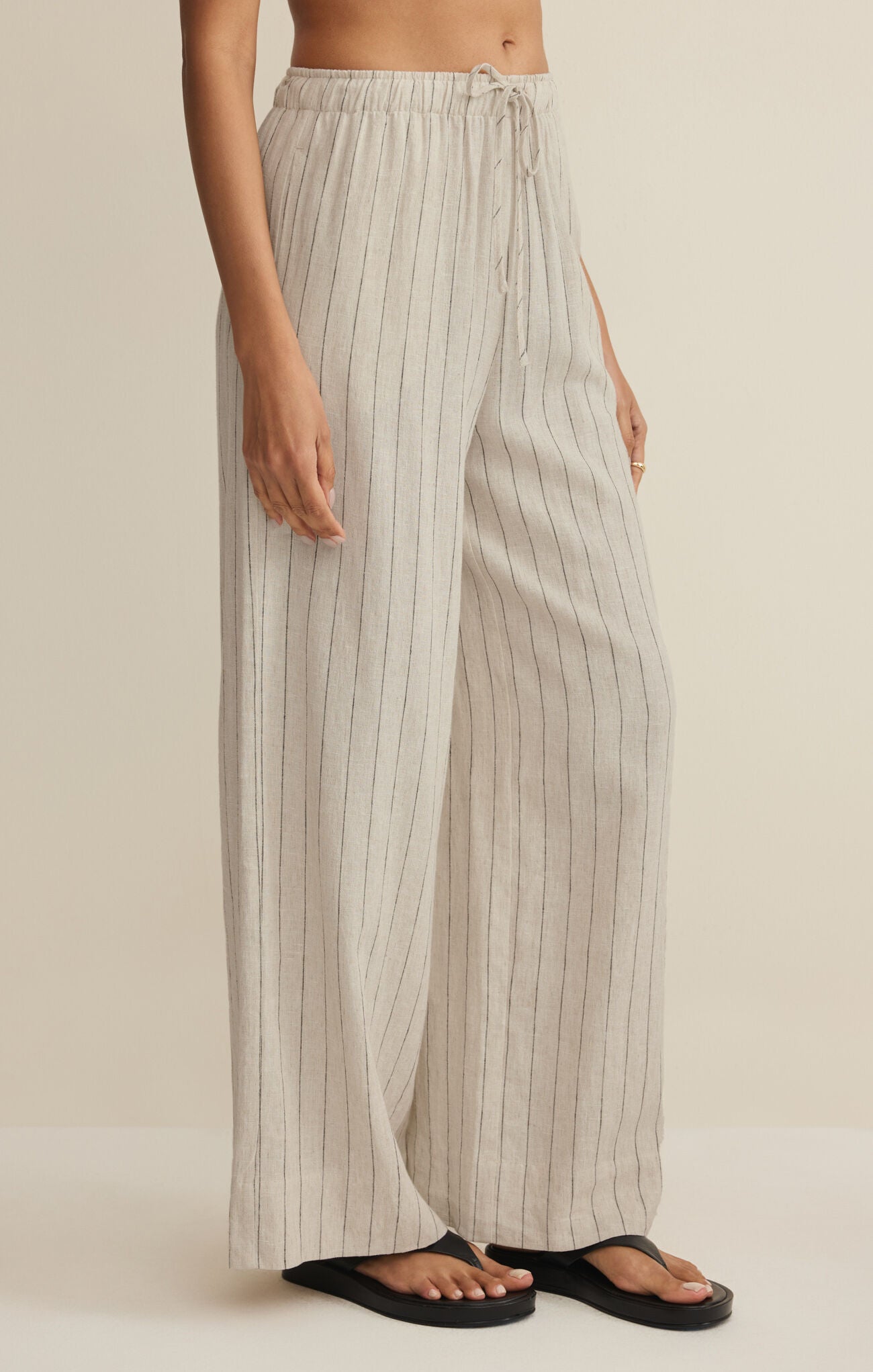 Henri Striped Wide Leg Pant Linen