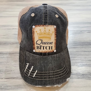 Jana's Flannels Accessories - Hats Queen Bitch Distressed Trucker Hat w/Bling