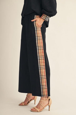 Jodifl Bottoms - Pants Faux Suede Pants w/Side Plaid Contrast