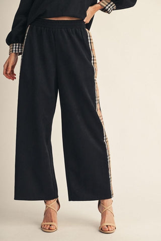 Jodifl Bottoms - Pants Sm Faux Suede Pants w/Side Plaid Contrast