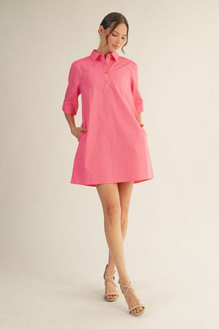 Jodifl Dresses Sm Pearl Button Accent Solid Shift Dress