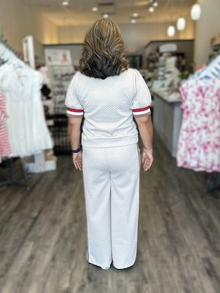 Jodifl Sets Color Band Accent Short Sleeve Top & Casual Sweatpants