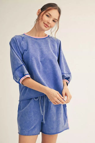 Jodifl Sets Color Band Edge Detail Washed Set Royal