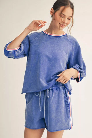 Jodifl Sets Color Band Edge Detail Washed Set Royal